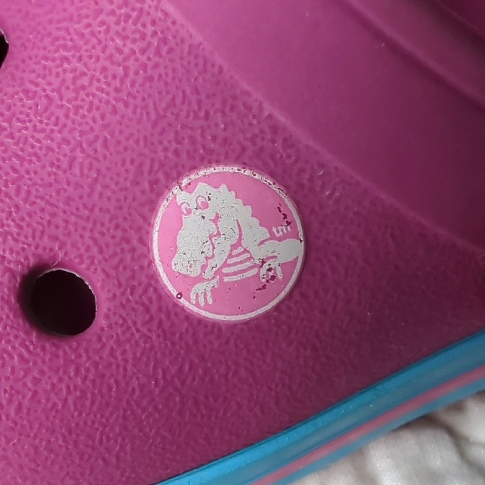 CROCS Kids Magenta and Blue Clogs - Picture 2 of 7
